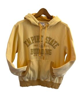 New York City Empire State Building Yellow Pullover Hoodie Size M
